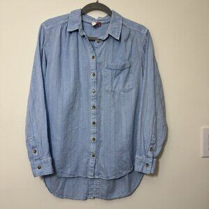 Pilcro By Anthropologie Women’s Shirt Size M Lace Up Back Textured Long Sleeves